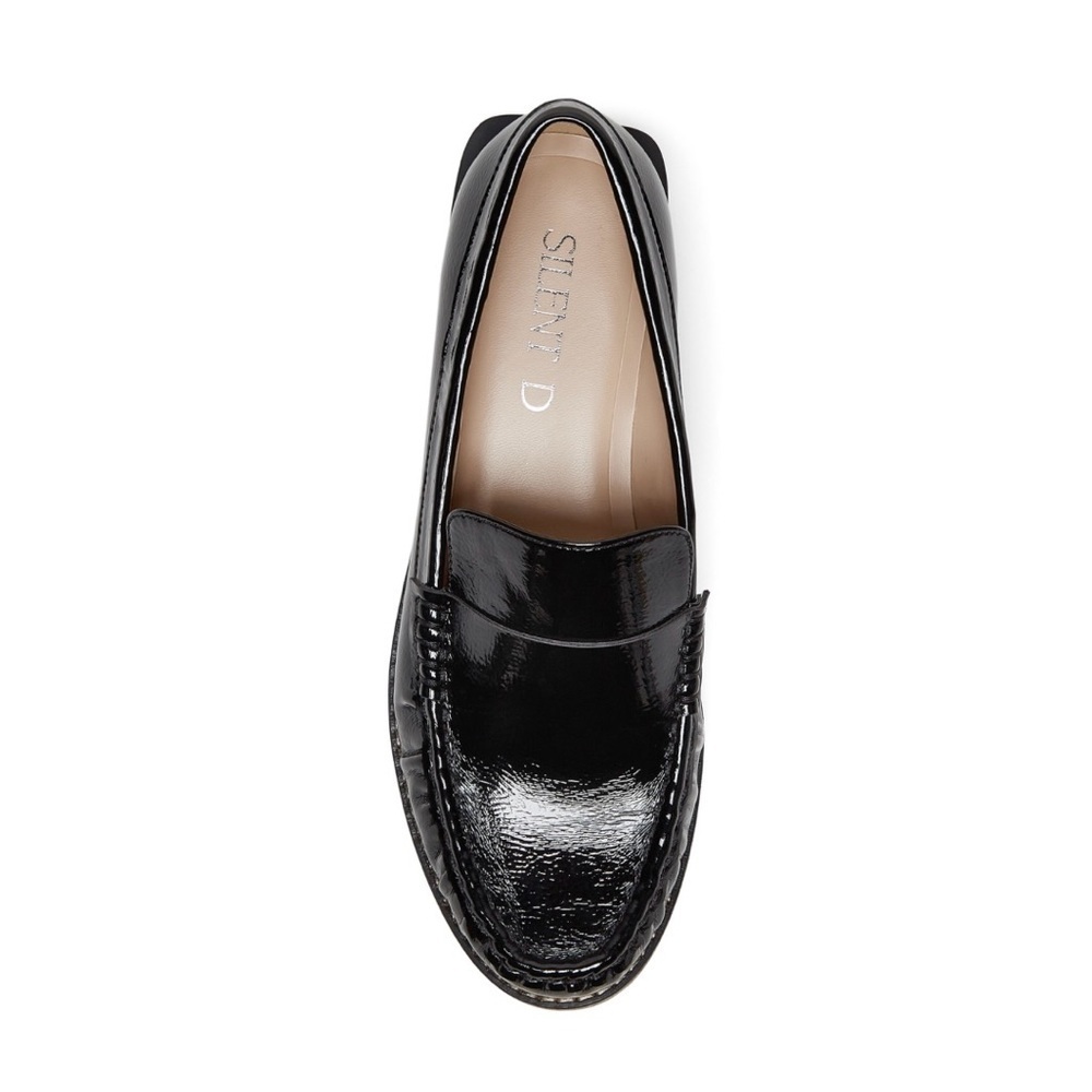 NIB Silent D x Free People Lara Loafer Sz 38 Black Patent Crinkle Vegan - Picture 5 of 13